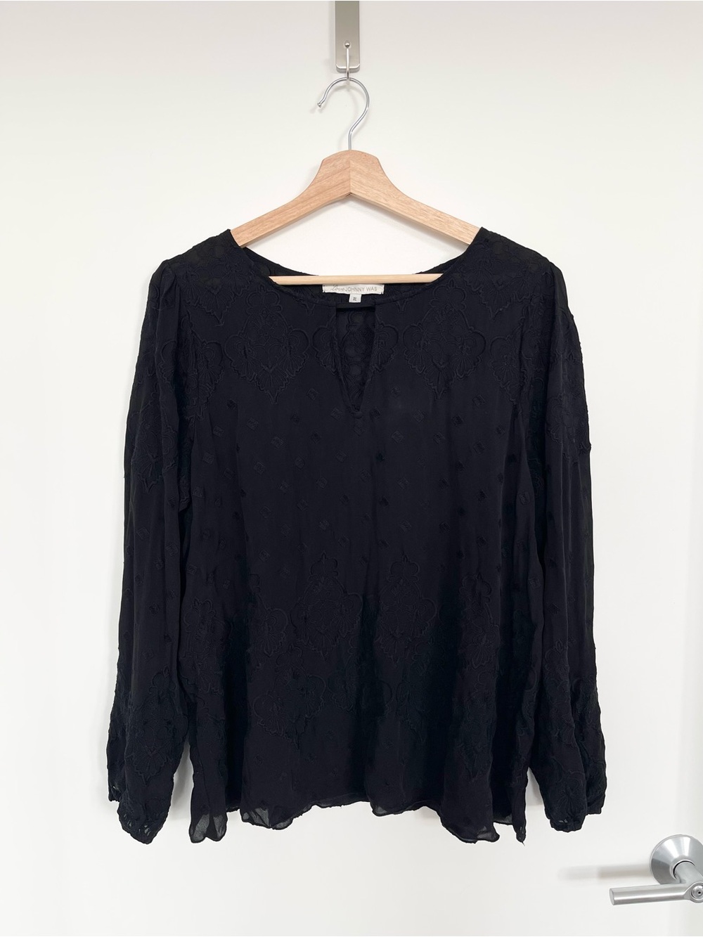 Love Johnny Was Silk Floral Embroidered Blouse